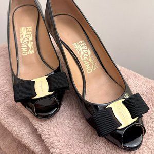 Salvatore Ferragamo Open Toe Vara Pump